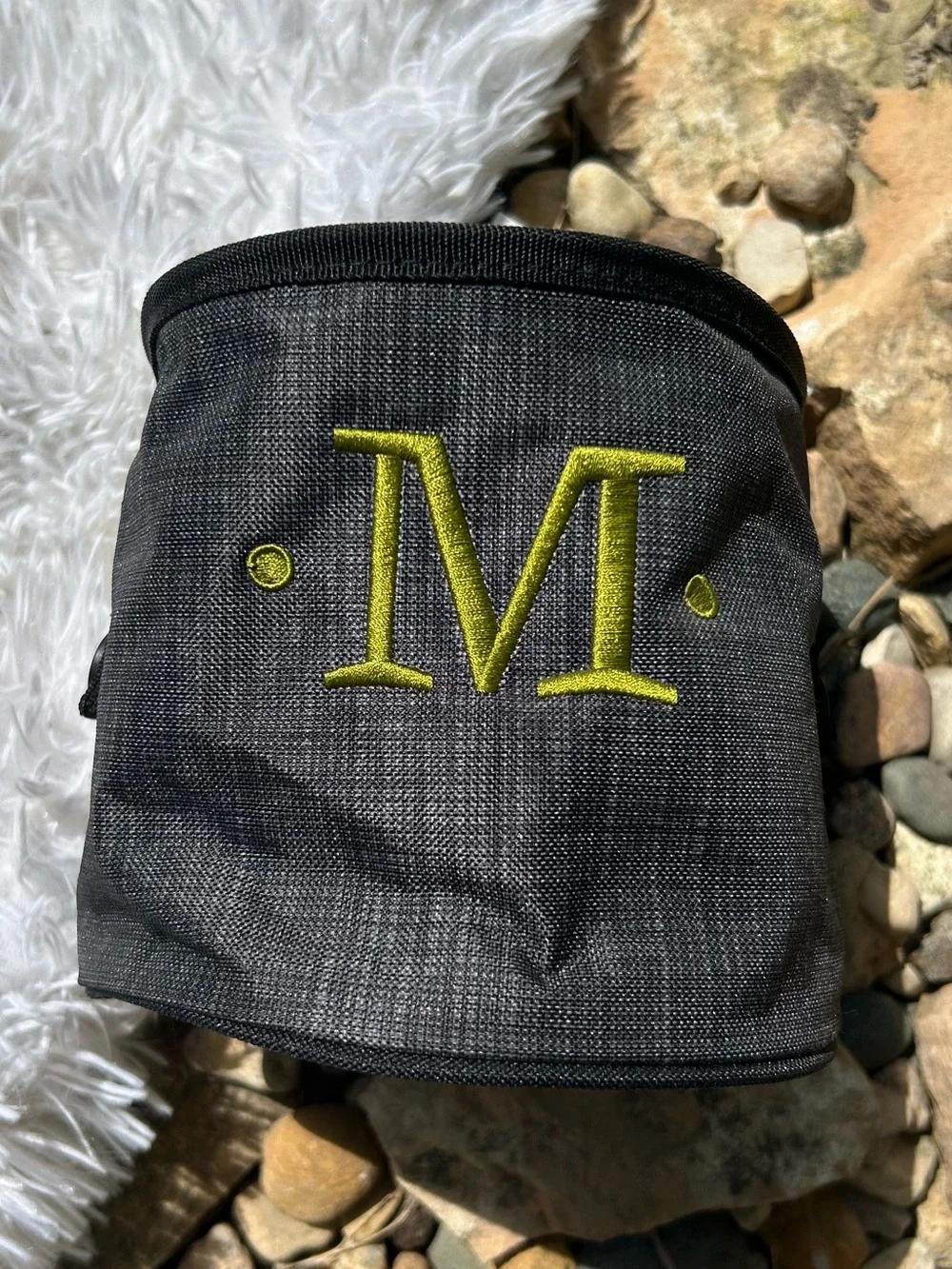 Thirty-One Charcoal Crosshatch Monogram M Oh Snap Bin Basket  New with tag!